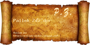 Pallek Zádor névjegykártya